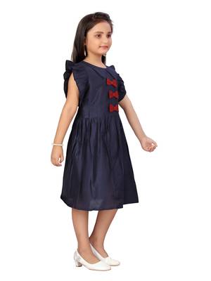 Aarika girls navy blue colour party wear middi 2
