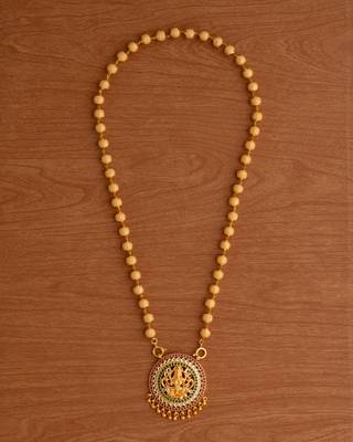  8mm golden beads chain medium length 24" with laxmi pendant one gram gold 2