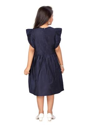 Aarika girls navy blue colour party wear middi 4
