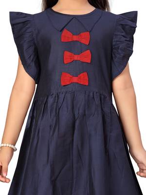 Aarika girls navy blue colour party wear middi 5