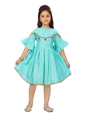 Aarika girls firozi colour party wear middi 1