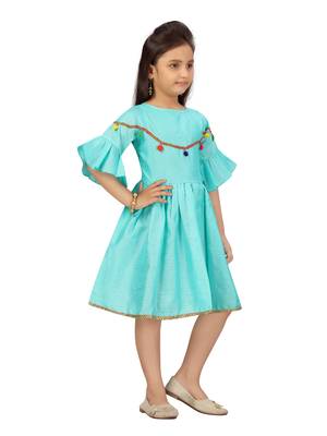 Aarika girls firozi colour party wear middi 2