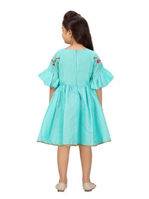 Aarika girls firozi colour party wear middi 4