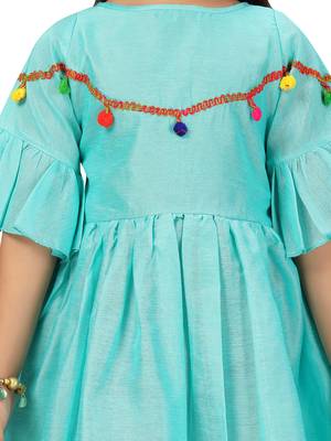 Aarika girls firozi colour party wear middi 5