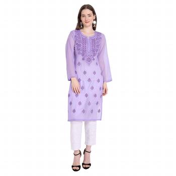 Lucknowi chikankari georgette kurta set 1
