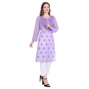Lucknowi chikankari georgette kurta set 4