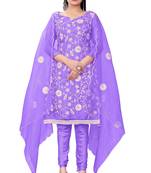 Lavender Floral Embroidery Work Organza unstitched Long Length Kameez Pant party wear salwarsuit