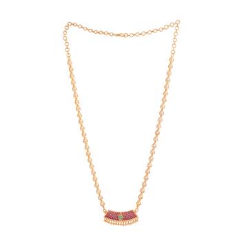   pearl beads chain medium length 20" with ruby pendant one gram gold 3