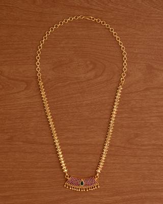  heartin balls chain medium length 20" with ruby pendant one gram gold 2