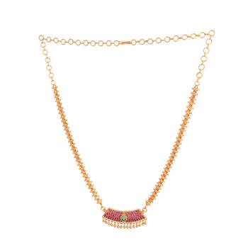  heartin balls chain medium length 20" with ruby pendant one gram gold 3