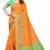 Women'S Orange Jacquard Cotton Blend Golden Zari Butta Woven Maheshwari Saree With Blouse Piece