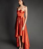 Rust satin long gown dress