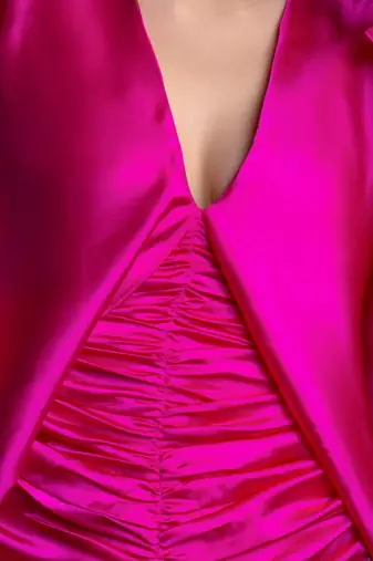 Hot pink satin drapped dress