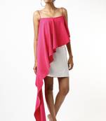 Hot pink lachka one side layered sleeveless top
