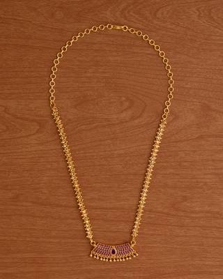   heartin balls chain medium length 20" with ruby pendant one gram gold 2