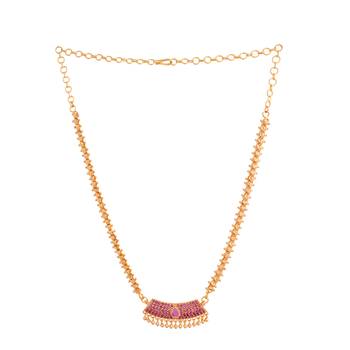   heartin balls chain medium length 20" with ruby pendant one gram gold 3