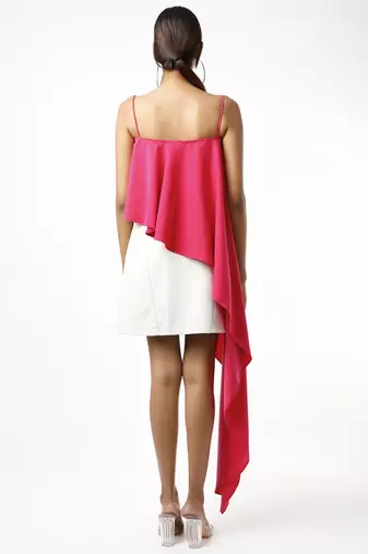 Hot pink lachka one side layered sleeveless top