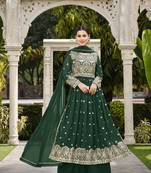 GREEN COLOR NAYRA CUT SALWAR SUIT IN GEORGETTE FABRIC WITH SEQUENCE EMBROIDERY AS FULL STITCHED 44 SIZE