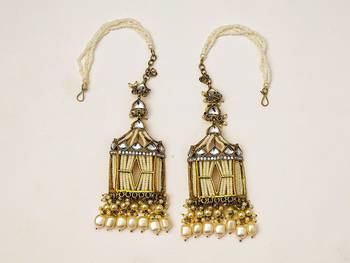 partywear earrings in beads and kundan 1