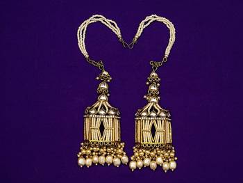 partywear earrings in beads and kundan 2