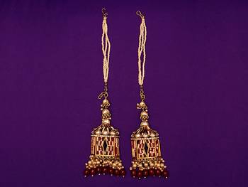 partywear earrings in beads and kundan 1