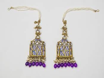 partywear earrings in beads and kundan 1
