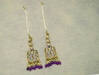 partywear earrings in beads and kundan 2