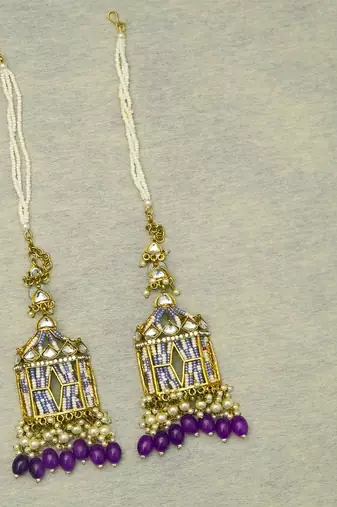 partywear earrings in beads and kundan