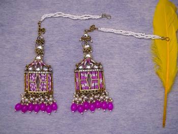 partywear earrings in beads and kundan 2