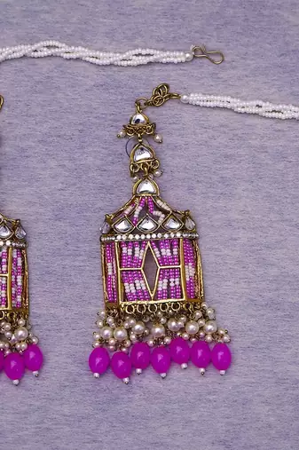 partywear earrings in beads and kundan