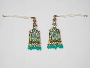 partywear earrings in beads and kundan 1