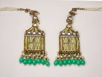 partywear earrings in beads and kundan 2