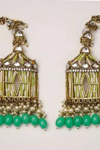 partywear earrings in beads and kundan
