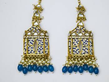 partywear earrings in beads and kundan 2