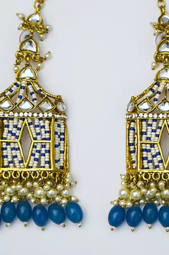 partywear earrings in beads and kundan