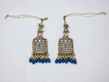 partywear earrings in beads and kundan 3
