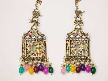 partywear earrings in beads and kundan 1