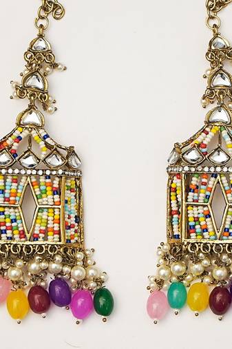 partywear earrings in beads and kundan