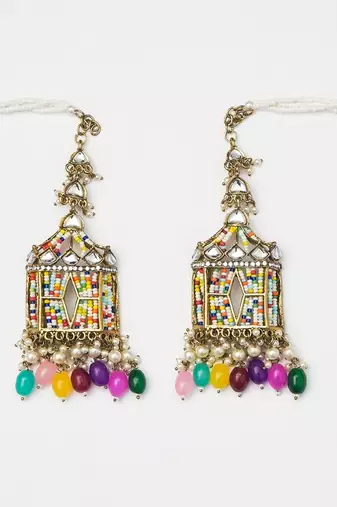partywear earrings in beads and kundan