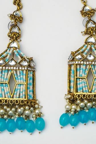 partywear earrings in beads and kundan