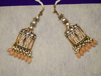 partywear earrings in beads and kundan 1