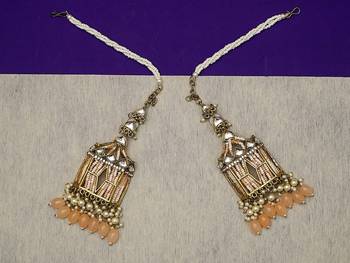 partywear earrings in beads and kundan 2