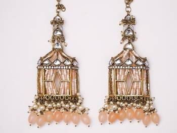 partywear earrings in beads and kundan 3