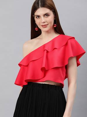 Red zurik layered crop top 1
