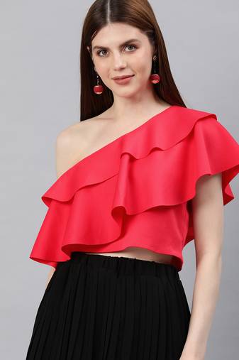 Red zurik layered crop top