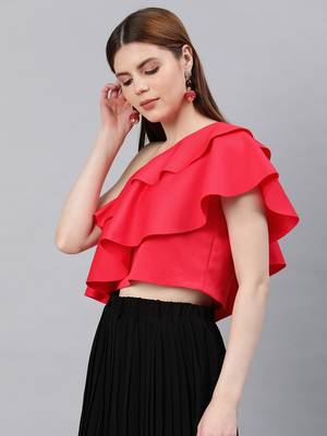 Red zurik layered crop top 2