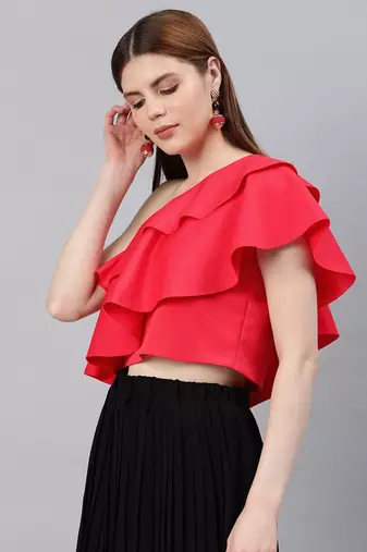 Red zurik layered crop top