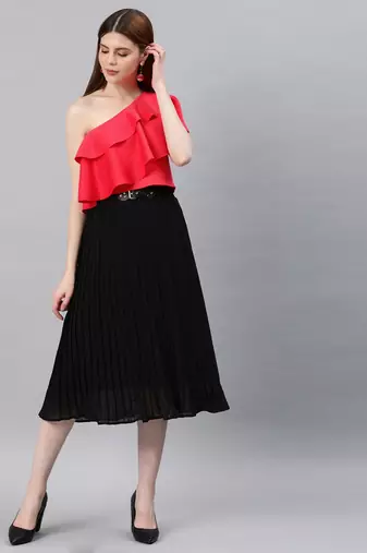 Red zurik layered crop top