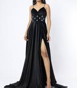 Black velvet embroidered gown dress