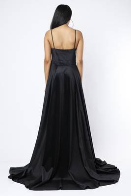 Black velvet embroidered gown dress 2